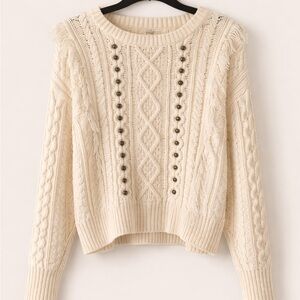 ANA Elegant Cream Cable Knit Ivory Sweater medium